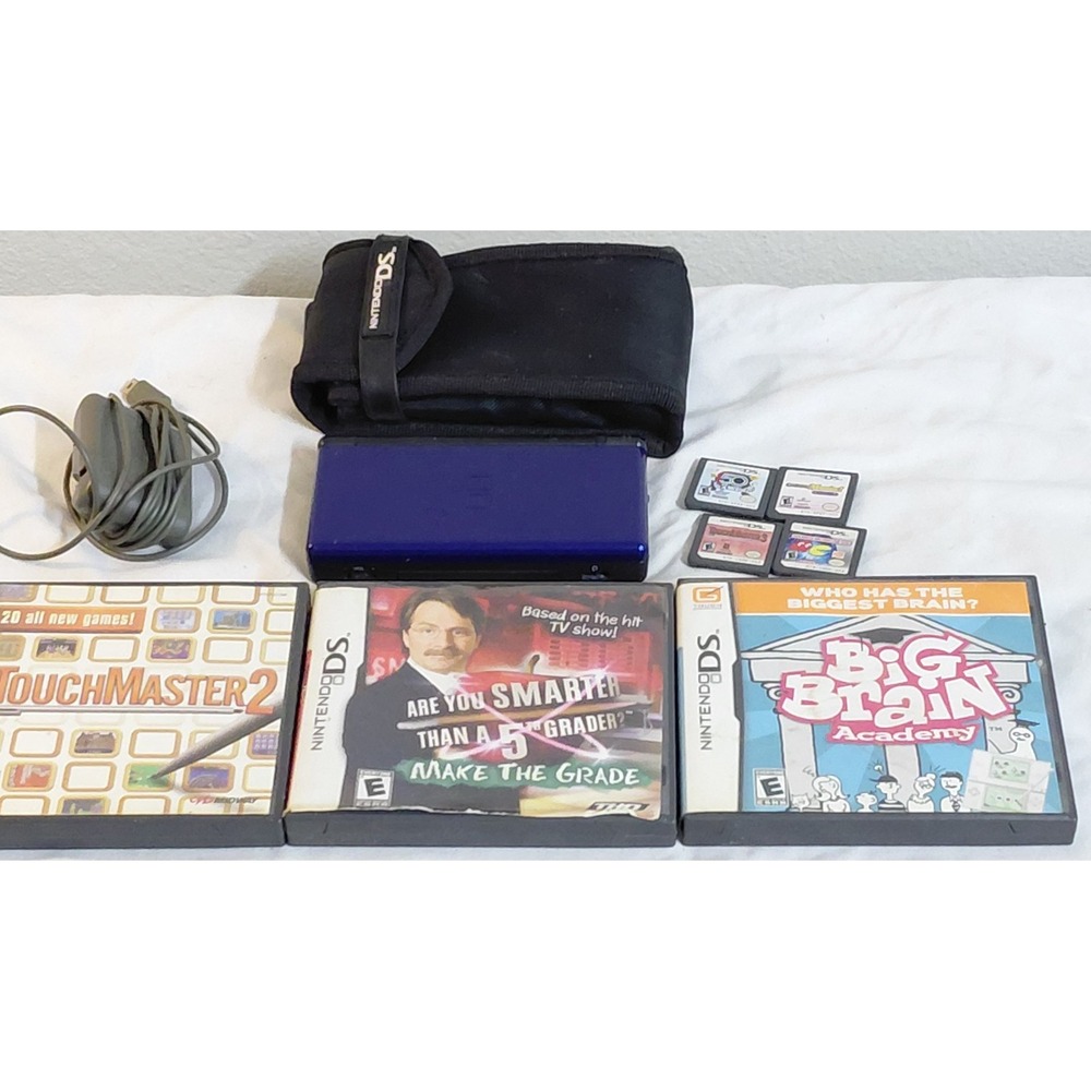Nintendo DS Lite Cobalt Blue Handheld Bundle Tested Working 7 Game Lot - Picture 2 of 10